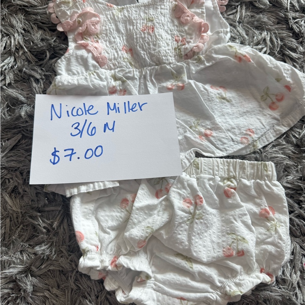Nicole Miller White and Pink Diaper Cover Set
